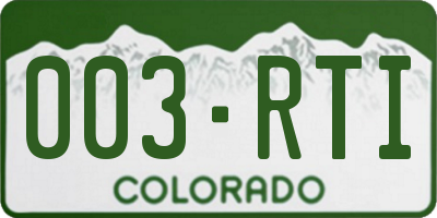 CO license plate 003RTI