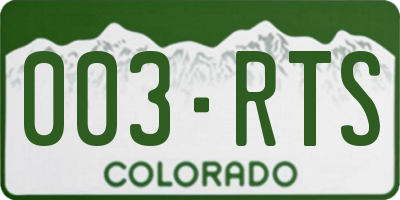 CO license plate 003RTS