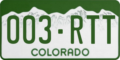 CO license plate 003RTT