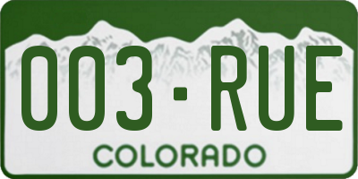 CO license plate 003RUE