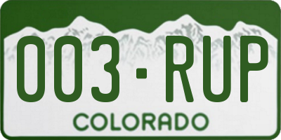 CO license plate 003RUP
