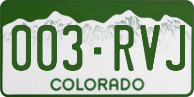 CO license plate 003RVJ