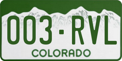 CO license plate 003RVL