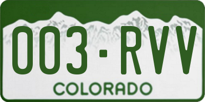 CO license plate 003RVV