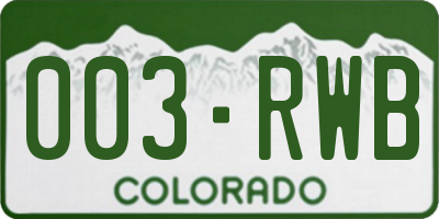 CO license plate 003RWB