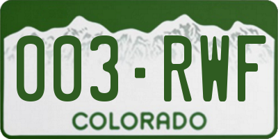 CO license plate 003RWF
