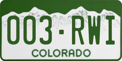 CO license plate 003RWI