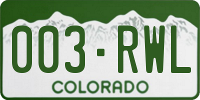 CO license plate 003RWL
