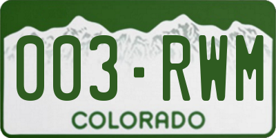 CO license plate 003RWM