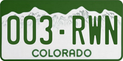 CO license plate 003RWN