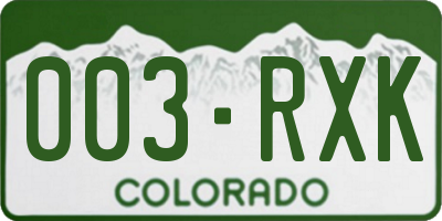 CO license plate 003RXK