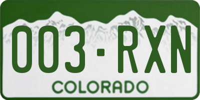 CO license plate 003RXN