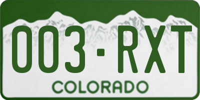 CO license plate 003RXT