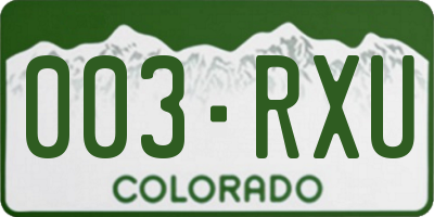 CO license plate 003RXU