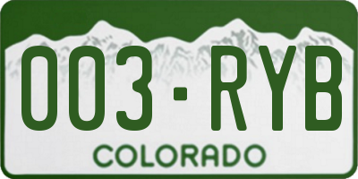CO license plate 003RYB