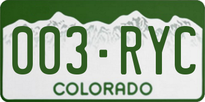 CO license plate 003RYC