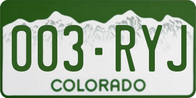 CO license plate 003RYJ