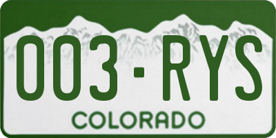CO license plate 003RYS
