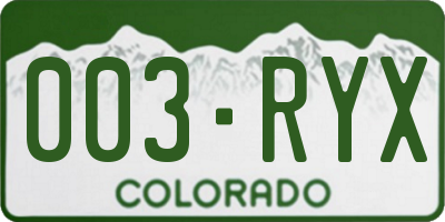 CO license plate 003RYX