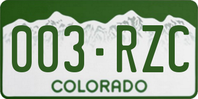 CO license plate 003RZC