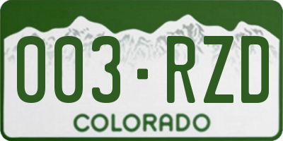 CO license plate 003RZD