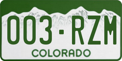 CO license plate 003RZM