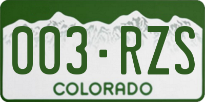 CO license plate 003RZS