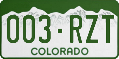 CO license plate 003RZT