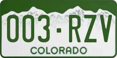 CO license plate 003RZV