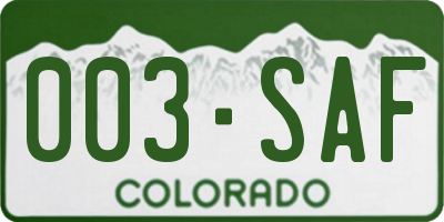 CO license plate 003SAF