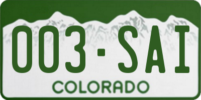 CO license plate 003SAI