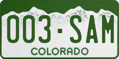 CO license plate 003SAM