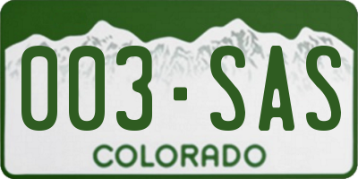 CO license plate 003SAS