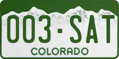 CO license plate 003SAT