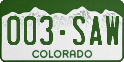 CO license plate 003SAW