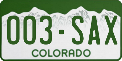 CO license plate 003SAX