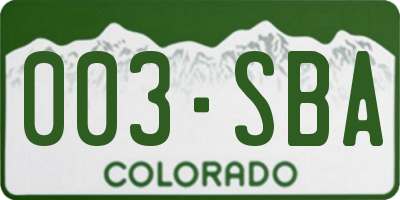 CO license plate 003SBA
