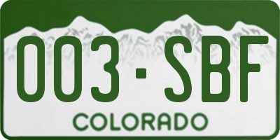 CO license plate 003SBF