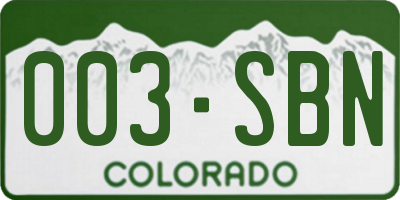 CO license plate 003SBN