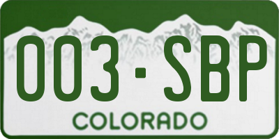 CO license plate 003SBP