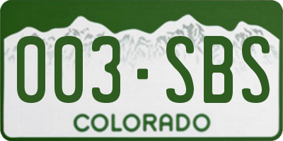 CO license plate 003SBS