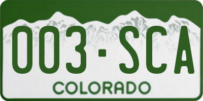 CO license plate 003SCA