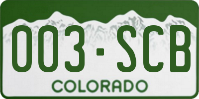 CO license plate 003SCB