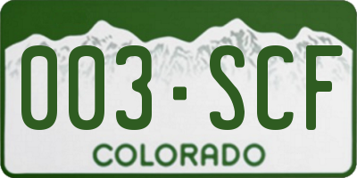 CO license plate 003SCF