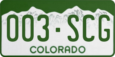 CO license plate 003SCG