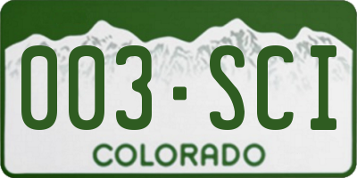 CO license plate 003SCI