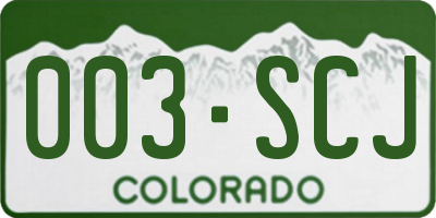 CO license plate 003SCJ