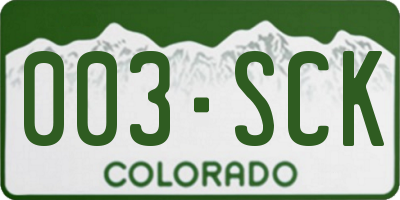 CO license plate 003SCK
