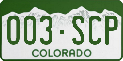 CO license plate 003SCP