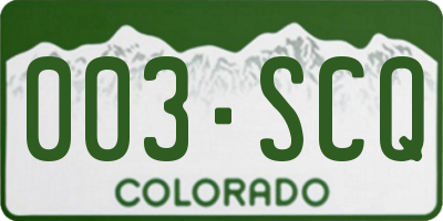 CO license plate 003SCQ